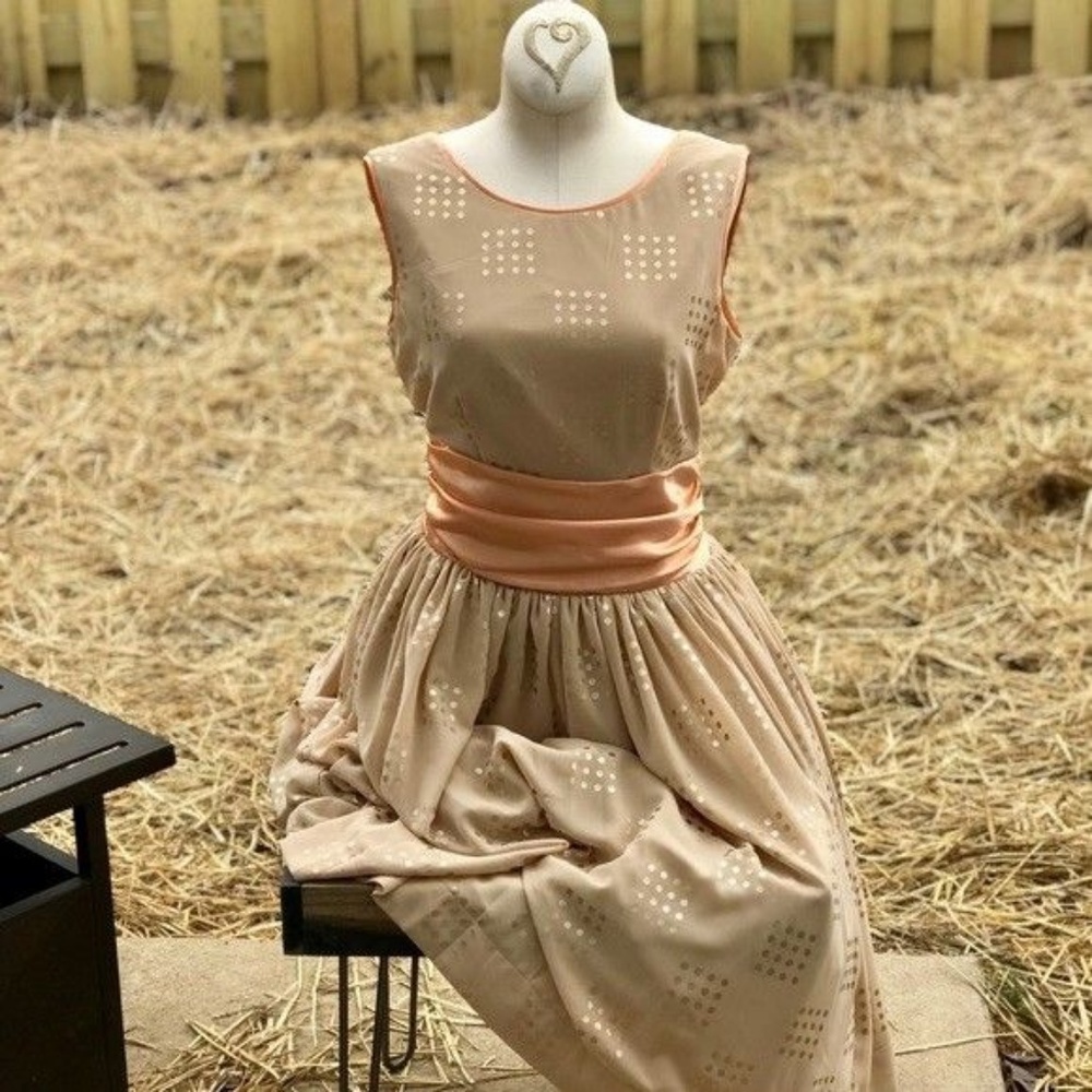 Geode ModCloth Gold Geometric Dots Vintage Dress